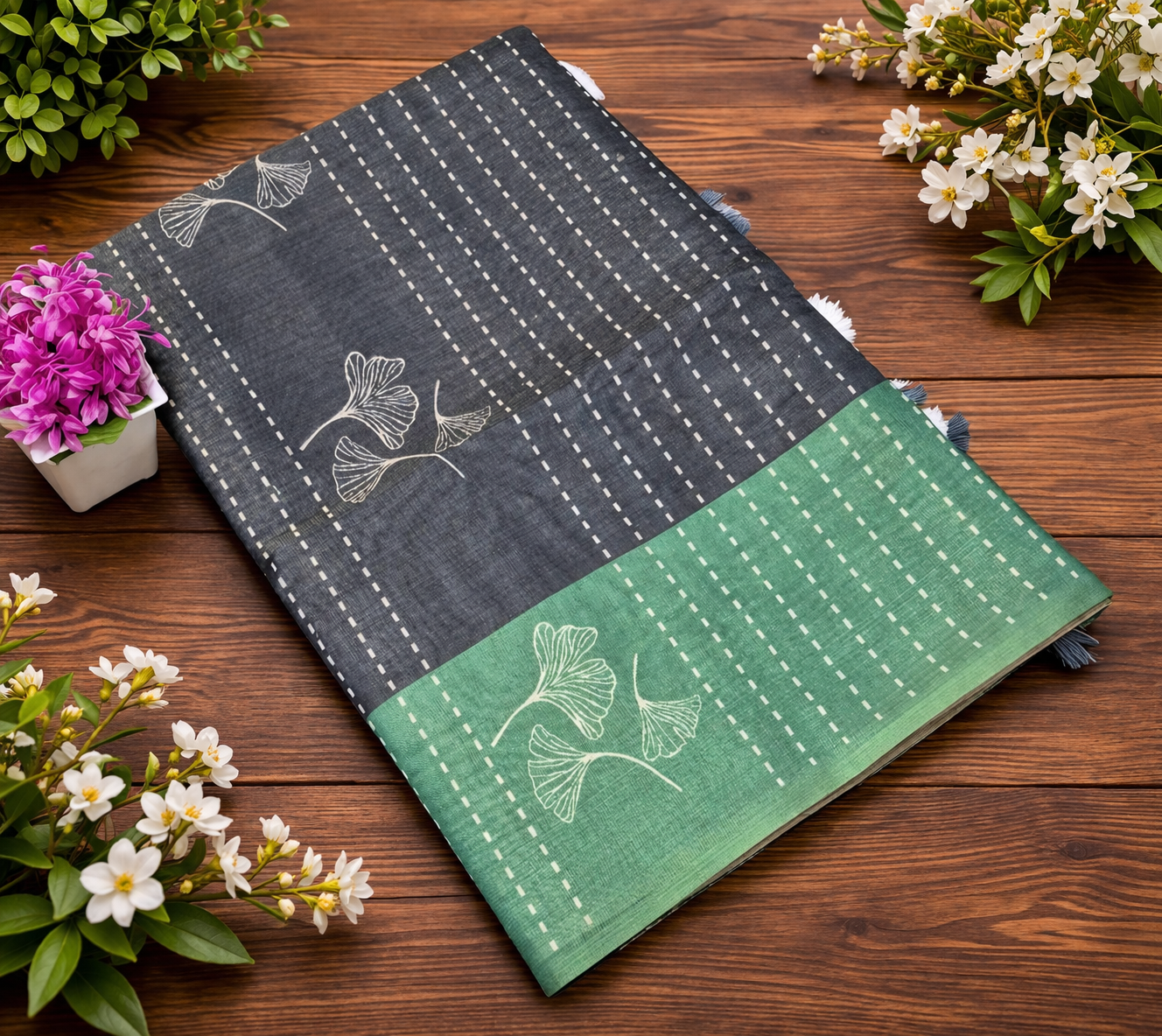 B-Linen cotton saree